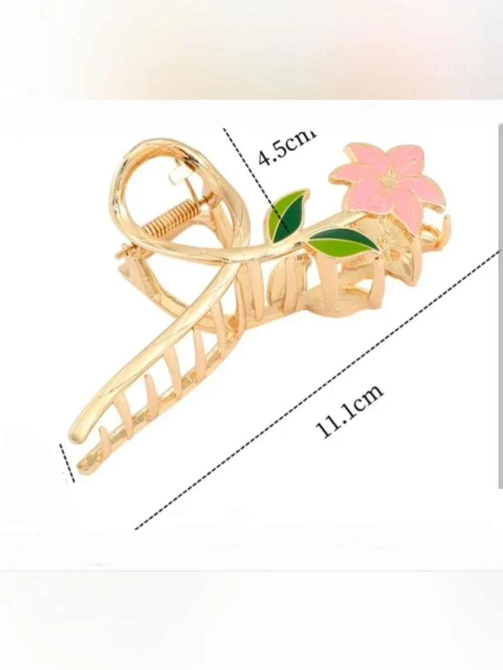 Gold Metal Pink Lily Flower Hair Claw BNIB